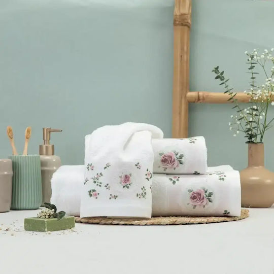 Borea Bath Towels Set 3 pcs Wildrose White