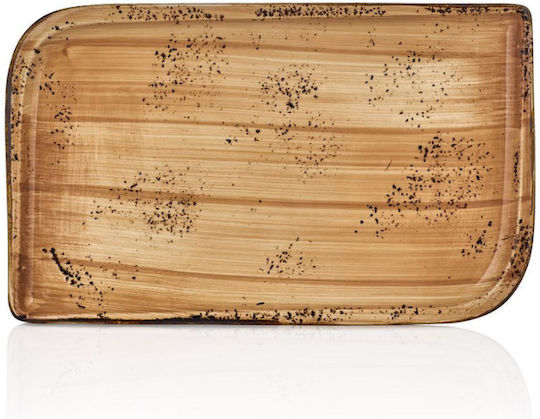 By Bone Rectangular Serving Platter Made of Brown Porcelain