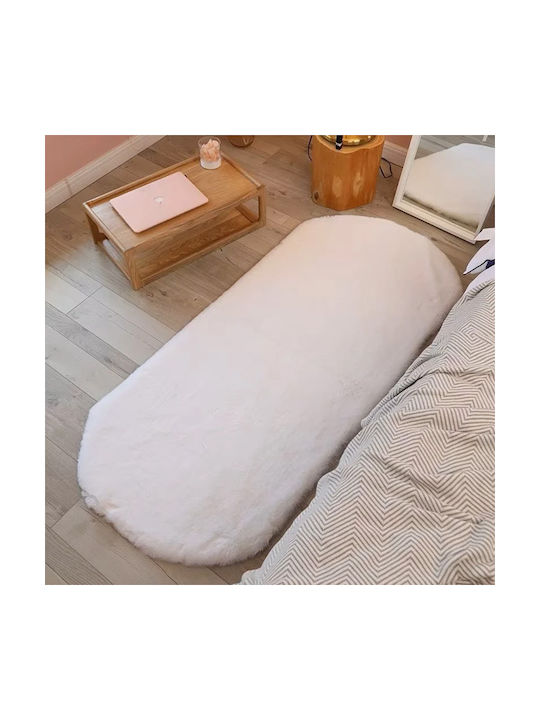 SpitiBazaar Килим Пътека Furry Бял 60x180см