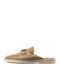 Suede Mules With High Heel In Tabac Brown Color