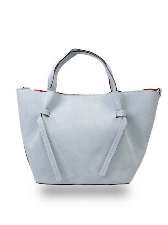 Leder Damenhandtasche Wildleder Hellblau