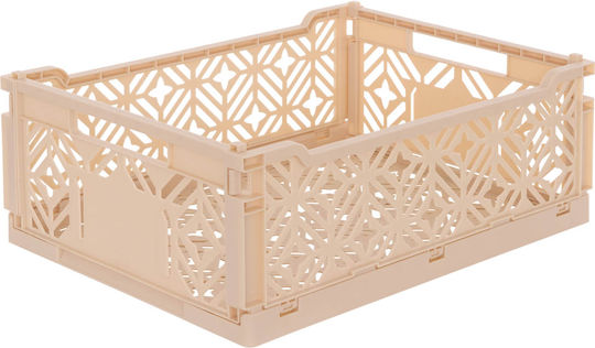 Children's Storage Box Foldable Plastic A-s Crate Beige 40x30x15cm