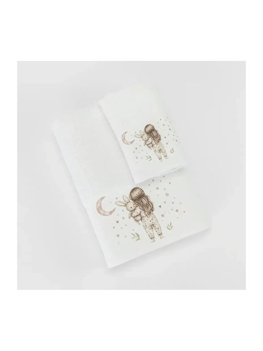 Borea Set Of Baby Towels 2pcs Goodnight White-Rose 30x50cm