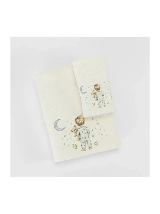 Borea Set Of Baby Towels 2pcs Goodnight Ecru Pe...