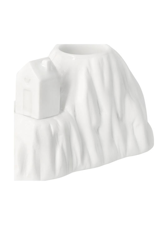 Raeder Mountain Air Porcelain Candle Holder In White Colour 9.5x5.4x5.5cm