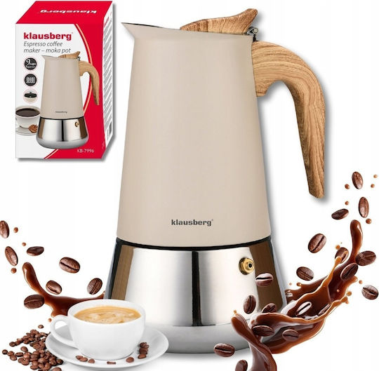 Klausberg Electric Stovetop Espresso Pot 9 Cups Silver