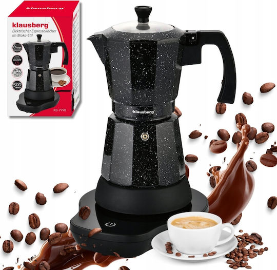 Klausberg Electric Stovetop Espresso Pot 6 Cups 500W Silver