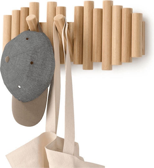Umbra Κρεμάστρα Τοίχου Picket Ξύλινη 5 Θέσεων Μπεζ 38x4x17cm