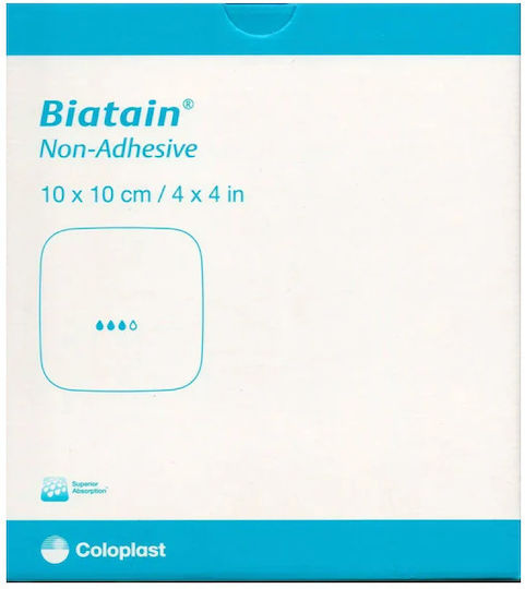 Coloplast Biatain Super Non Adhesive 10x10cm Υδροτριχοειδικό Επίθεμα Υψηλής Απορρόφησης 1τμχ