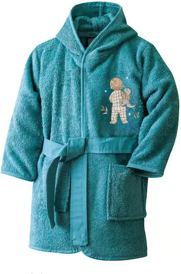 Borea Kids Bathrobe Goodnight Petrol Blue Hooded Borea Kids Bathrobe Goodnight Petrol Blue Hooded