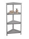 Sidirela E-2972G Eck Boden Badezimmerregal Kunststoff mit 4 Regalen 32x32x100cm Grau