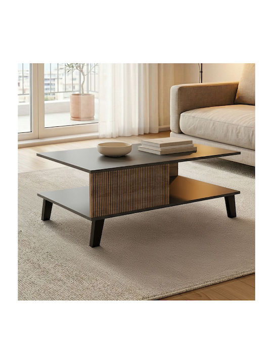 Rectangular Central Coffee Table Tuscany from Solid Wood with Lifting Mechanism Anthracite W83xL54xH34cm