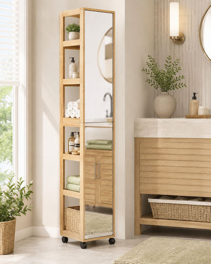 Eurocasa Floor Bathroom Column with Matte Lacquer Beige M30xB25xH170cm
