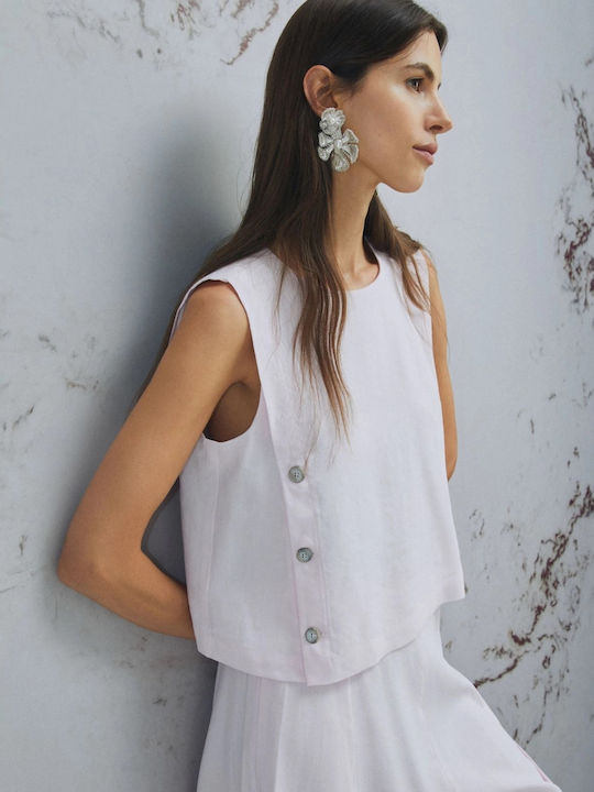 Marella Women's Summer Linen Sleeveless White B...