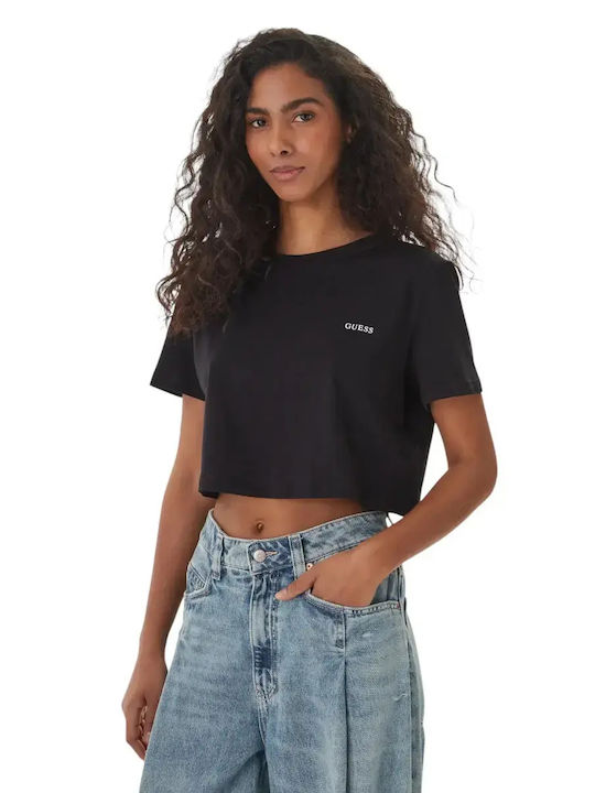 Guess Women's Crop T-shirt Black