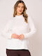 Women's Long Sleeve Turtleneck Blouse White