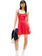 Summer Mini Athletic Dress with Spaghetti Straps Red