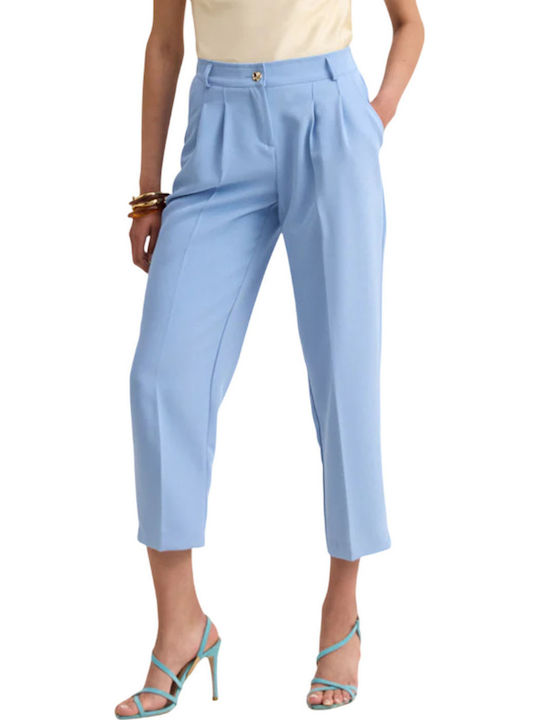Enzzo Women's Fabric Trousers Light Blue