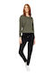 Damen Stoffhose mit Gummiband in Slim Passform Schwarz