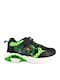 Παιδικά Sneakers Ανατομικά με Σκρατς & Φωτάκια Πράσινα