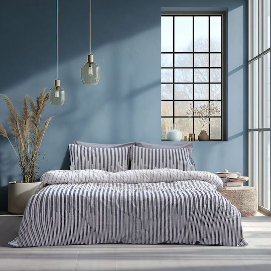 Beauty Home Σετ Παπλωματοθήκη Βαμβακερή 230x250cm Υπέρδιπλη με 2 Μαξιλαροθήκες 12362 Εκρού