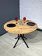 Round Kitchen Table With Black Metal Legs Oak (90x90x73cm)