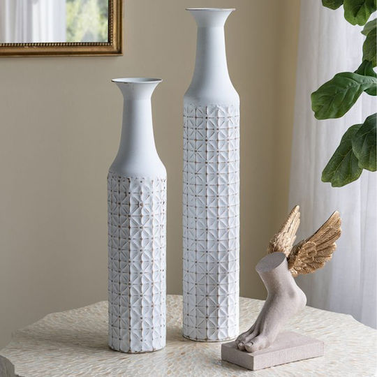 Artekko Dekorative Vase Metallisch Nyx Weiß Φ12,7xΥ76,2cm