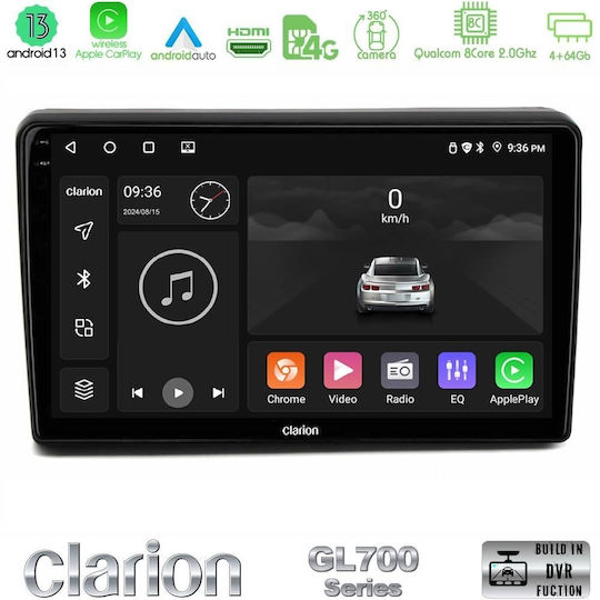 Clarion Sistem Audio Auto pentru Citroen C5 2008-2019 Bluetooth USB Wi-Fi GPS Apple CarPlay Android Auto cu Ecran Tactil 10"