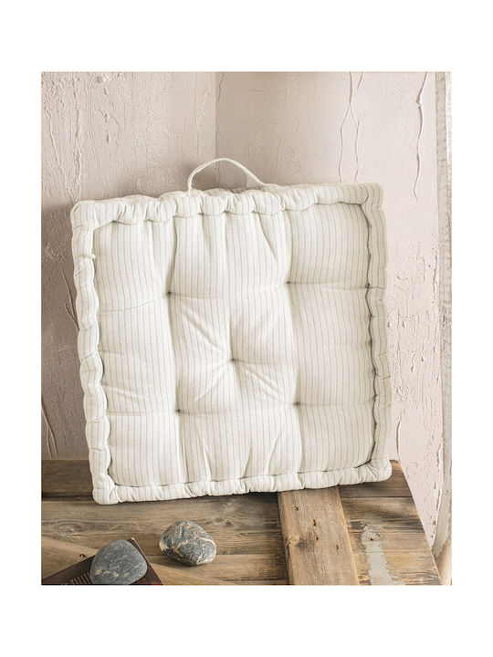Rythmos Floor Pillow from 100% Cotton Natural Beige 50x50cm