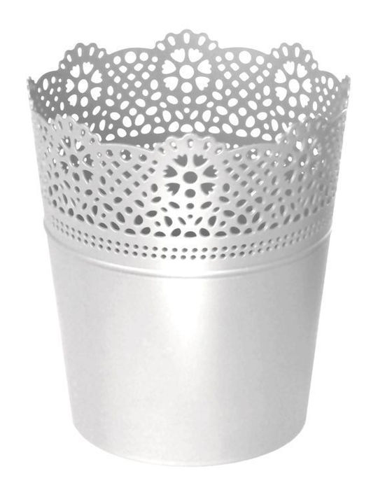Iliadis Lace Plant Pot Plastic White 13.5x13.5x15.5cm