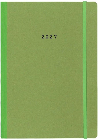 Next Next Дневник 2027 Natural Дневен Flexi Зелен Ластик 14x21см Възможност За Печат