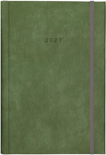 Next Diary 2027 Bali Daily Bound Green Elastic 14x21cm Printing Option