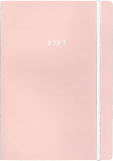 536583 Next Ημερολογιο 2027 Pastel Ημερησιο Flexi Ροζ Λαστιχο 14x21εκ