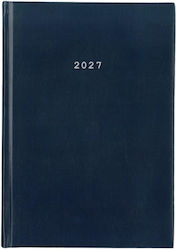 Next Дневник 2027 Basic Дневен Кожен Син 14x21см Възможност За Печат