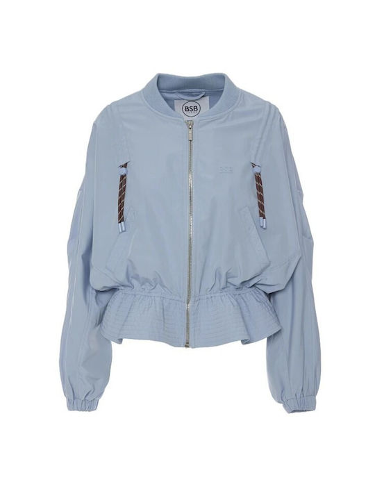 Short Women's Jacket for Spring/Autumn Sky-blue