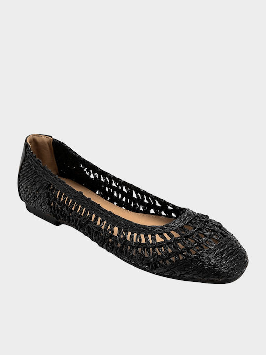 Ideal Shoes Damen Ballerinas Schwarz