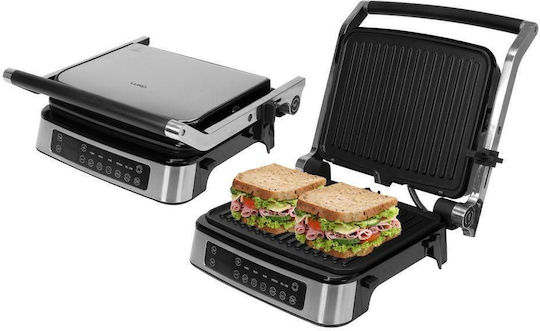 Lund Tabletop Electric Grill Grooved Plate 2000W with Adjustable Thermostat 29x23cm