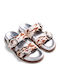 Leather Women's Flat Sandals White Brown