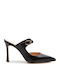 Leather Mules With Heel In Black Colour