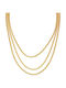 Excite-Fashion Triple Necklace with Snake Design Made of Gold Plated Steel