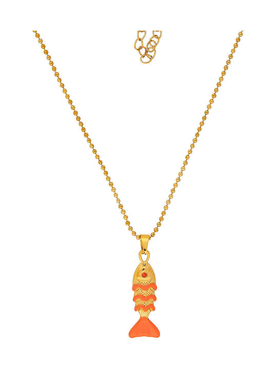 Excite-Fashion Necklace From Gold Plated Steel Orange