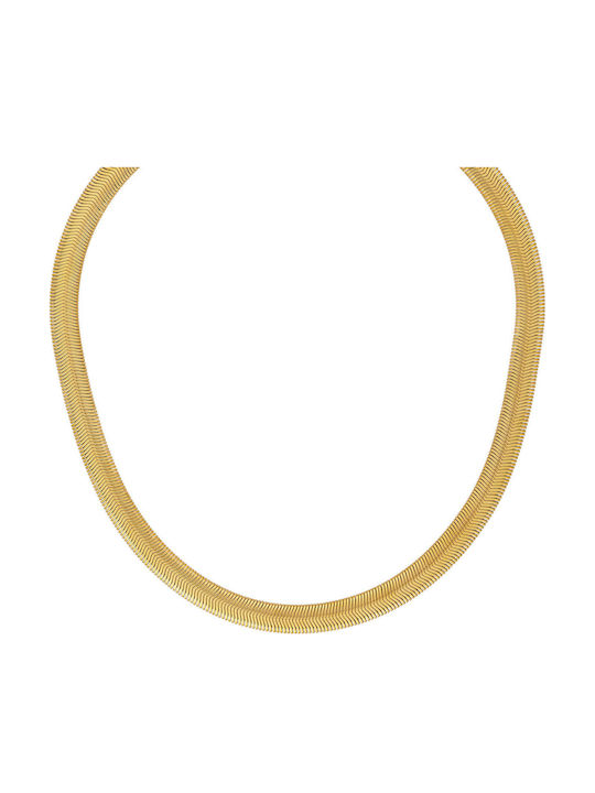 Excite-Fashion Necklace With Snake Design From Gold Plated Steel