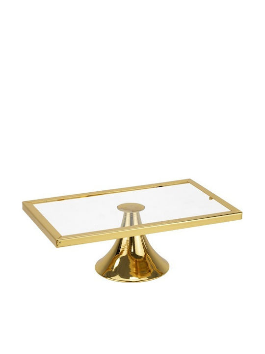 Raki Rechteckige Kuchenteller Mit Ständer Gold 25x15x9cm