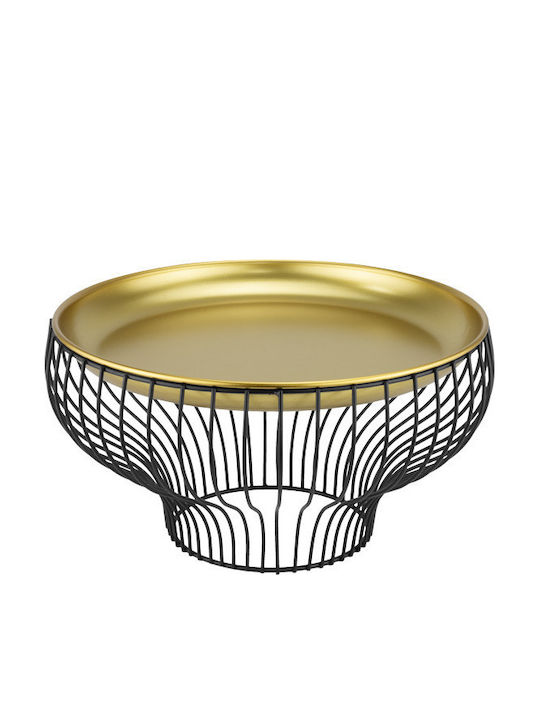 Raki Tavă Pentru Prăjituri Metalică Cu Suport Aurie 26x17cm