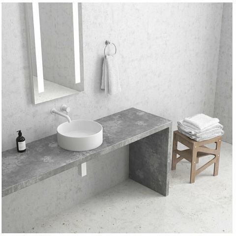 Einbau Badezimmerwaschbecken Keramik mit Wasserhahn 41x41x15cm Weiß