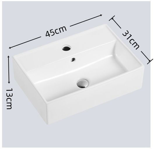 Vessel Ceramic Bathroom Sink with Faucet 45x31x13cm White