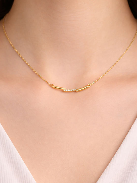 Ioannis Kosmima Necklace From Gold Plated Silver With Zircon