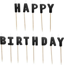 Black Happy Birthday Candles 13 Pieces