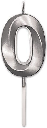 Candle Prestige Silver Metal 9 Cm Number 0