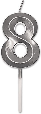 Κερί Prestige Silver Metal 9 Cm Νούμερο 8